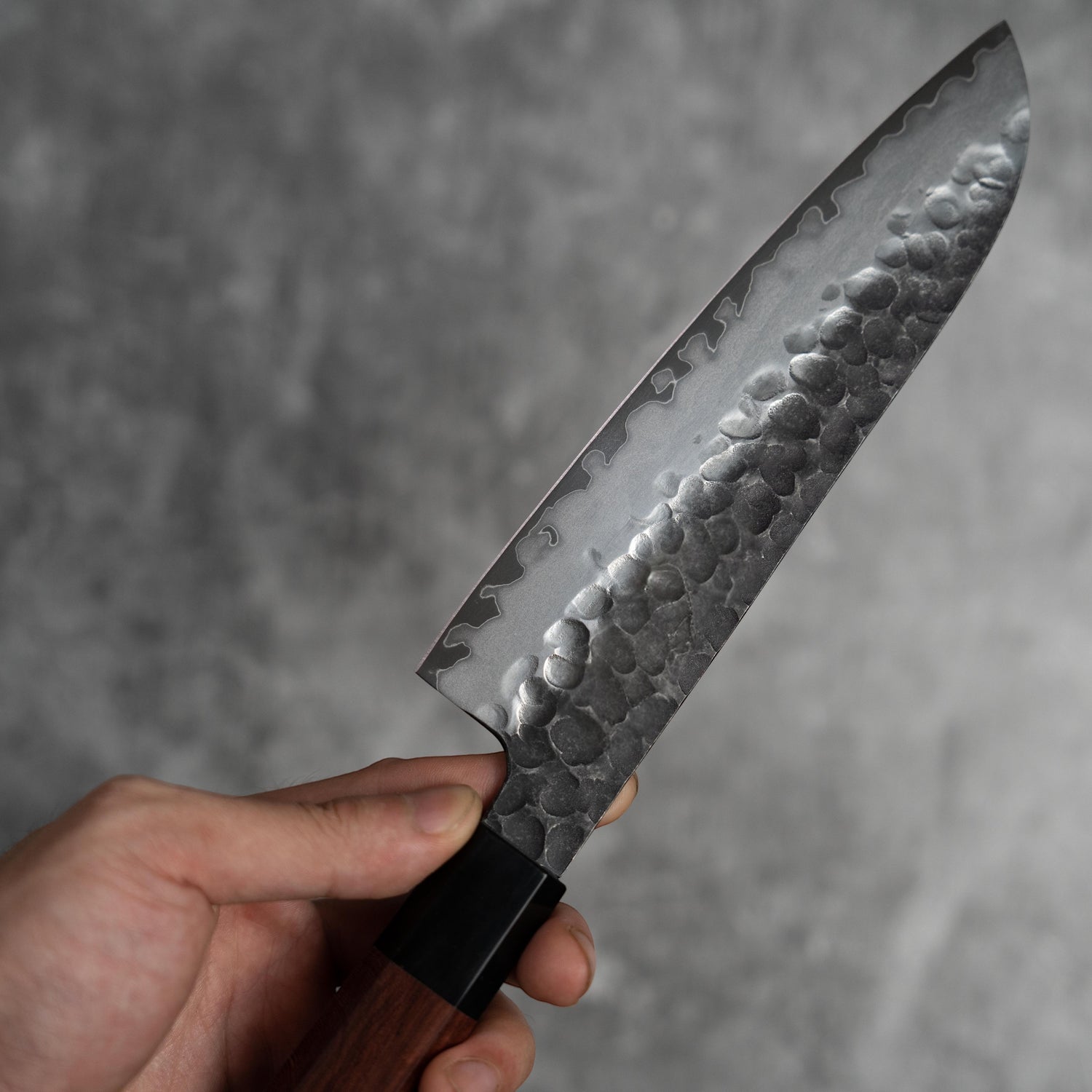 180mm Santoku 3 Layers Carbon Steel with Red Wood+Buffalo Horn