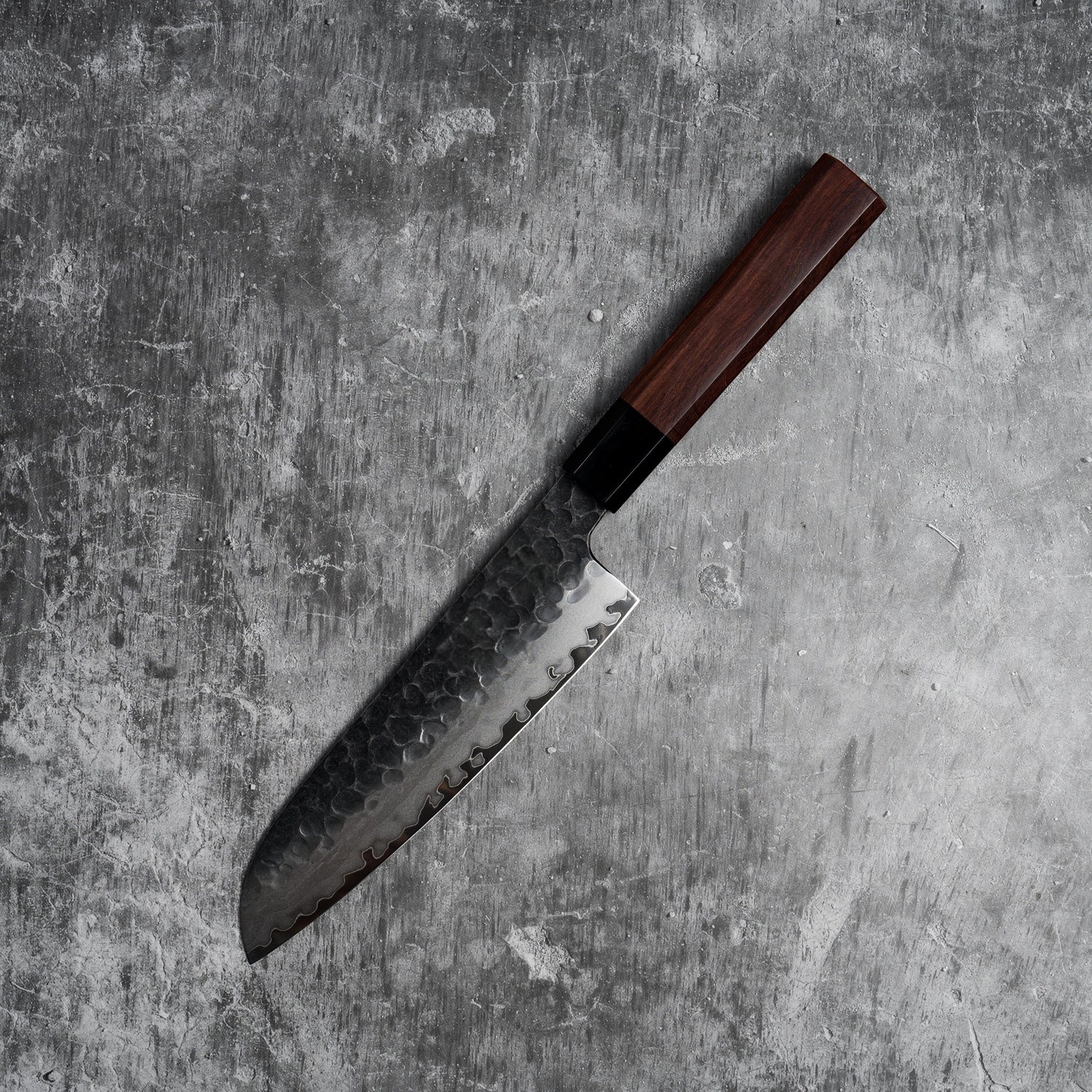 180mm Santoku 3 Layers Carbon Steel with Red Wood+Buffalo Horn