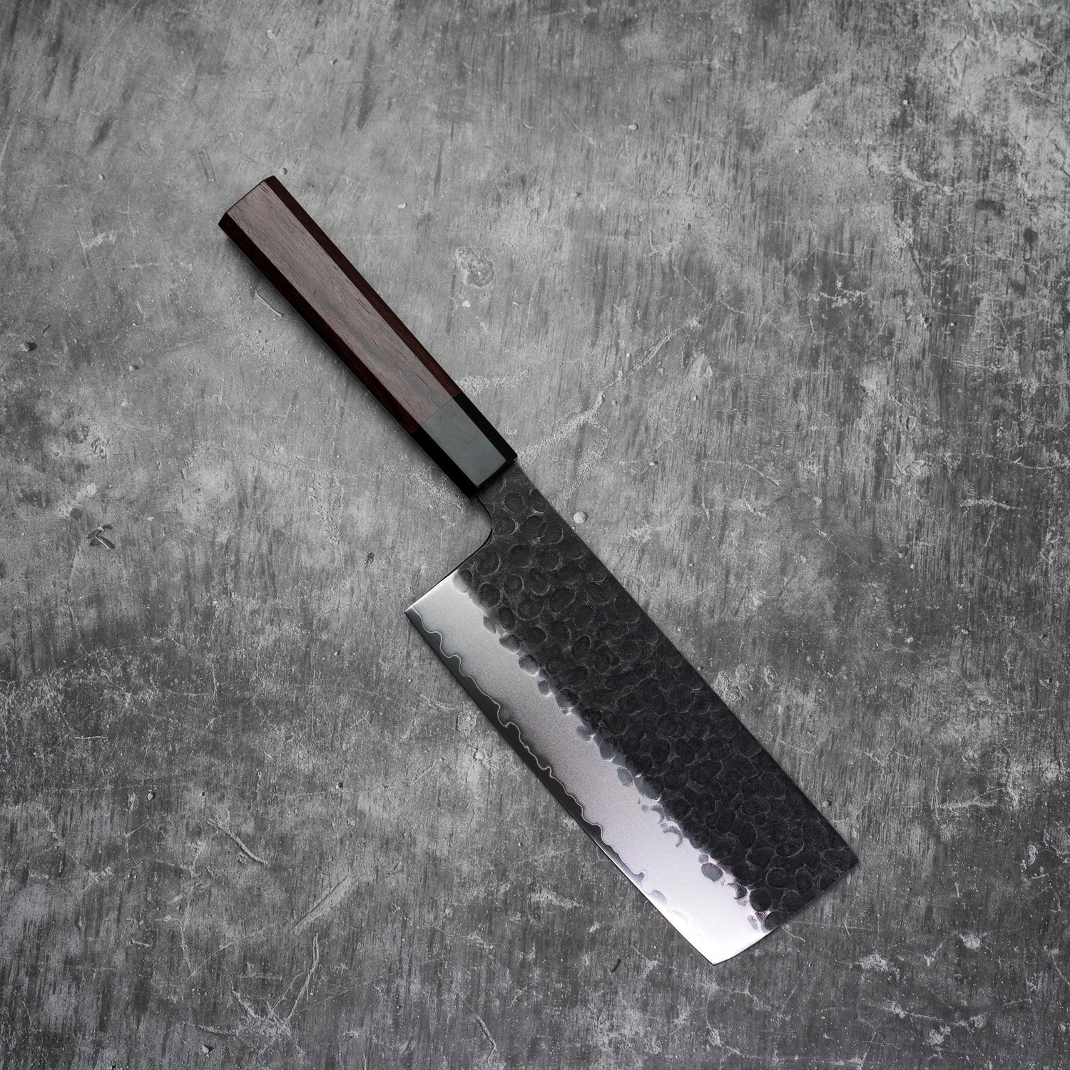 180mm Tall Nakiri 3 Layers Carbon Steel with Red Wood+Buffalo Horn
