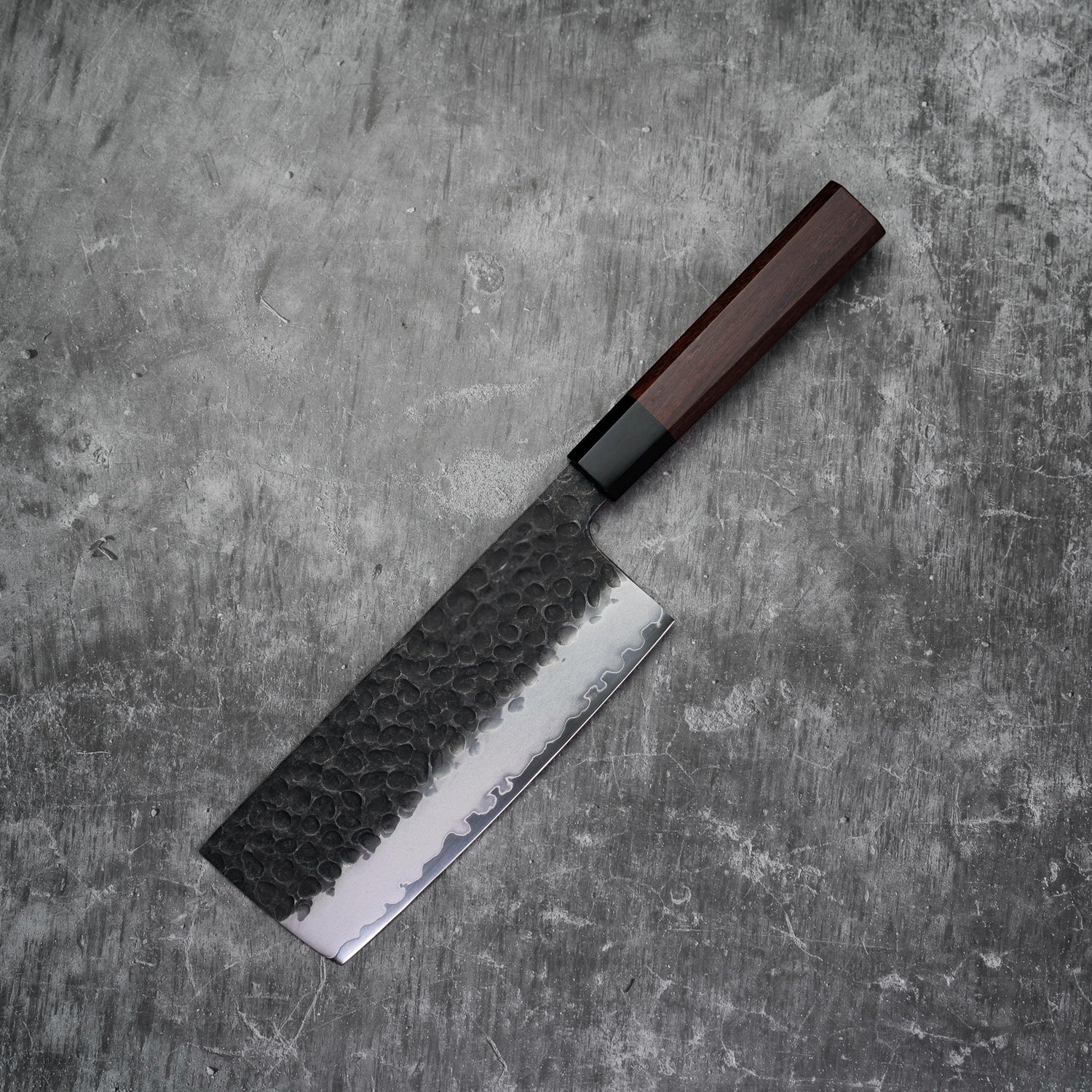 180mm Tall Nakiri 3 Layers Carbon Steel with Red Wood+Buffalo Horn