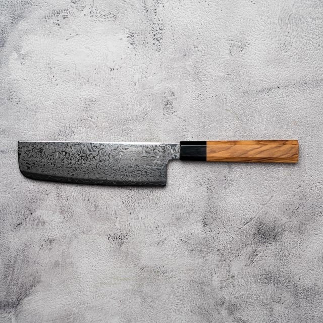 180mm Nakiri 67 Layers Damascus with Olive wood + Buffalo Horn